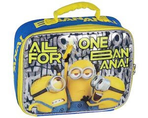 ai accessory innovations despicable me minions lunch box one banana insulated kids lunch bag tote for hot and cold food, drinks, and snacks