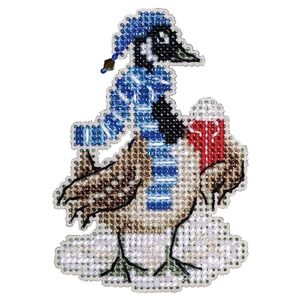 mill hill canada goose beaded counted cross stitch ornament kit 2023 winter holiday mh182334, 2.25" x 3.25", multi