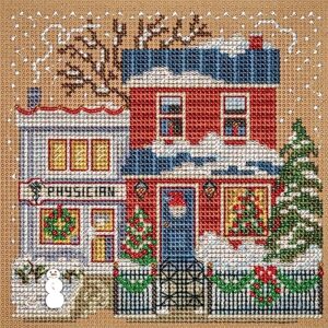 mill hill village physician beaded counted cross stitch kit buttons & beads 2023 winter series mh142334, 5.25" x 5.25", multi