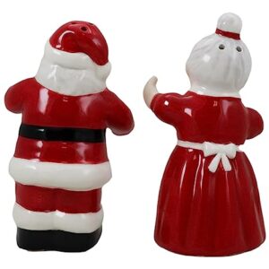 Ebros Gift 'Tis The Season Dancing Mr And Mrs Santa Claus Christmas Couple Salt And Pepper Shakers Set Ceramic Figurines Party Kitchen Tabletop Collectible Prop Jolly Holiday Decorative