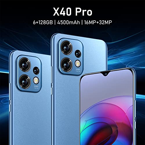 5G WiFi Smartphone, 8GB RAM 128GB ROM X40 Pro Mobile Phone Face Recognition 4500mAh for Daily Life Use (US Plug)