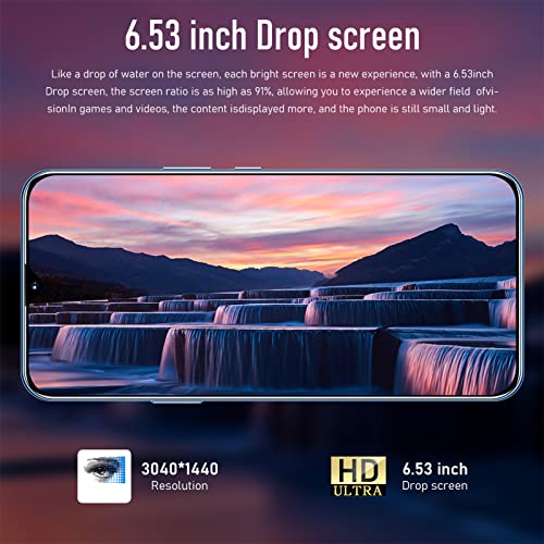 5G WiFi Smartphone, 8GB RAM 128GB ROM X40 Pro Mobile Phone Face Recognition 4500mAh for Daily Life Use (US Plug)