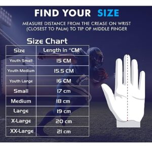 Glorious Traders Football Gloves, Adult and Youth Football Gloves Men & Women's - Ultimate Performance Booster Football Gloves Adult with Super Perfect fit & Sticky Grip. (White, Medium)