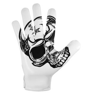 Glorious Traders Football Gloves, Adult and Youth Football Gloves Men & Women's - Ultimate Performance Booster Football Gloves Adult with Super Perfect fit & Sticky Grip. (White, Medium)