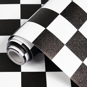 nourilife black and white wallpaper mosaic peel and stick wallpaper checkerboard geometric wallpaper bathroom living room and more renovate removable wall paper 17.7"*120" pvc self stick wallpaper