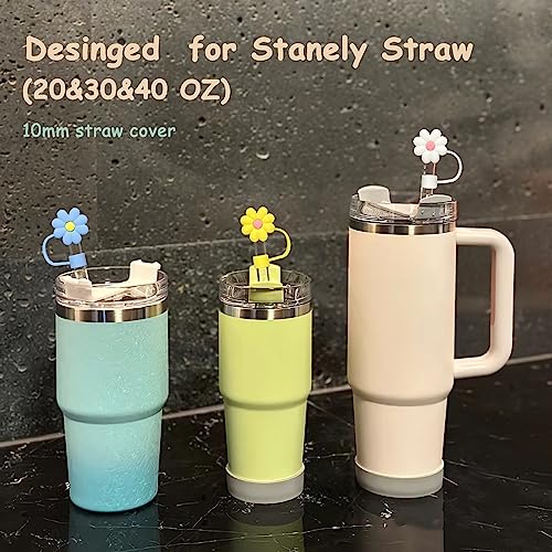 5PCS Straw Cover Cap for Stanley Cup，10mm Silicone Straw Toppers Reusable Straw Tips fit Stanley 30&40 Oz Tumbler, Drinking Straw Topper for Stanley Cups Accessories