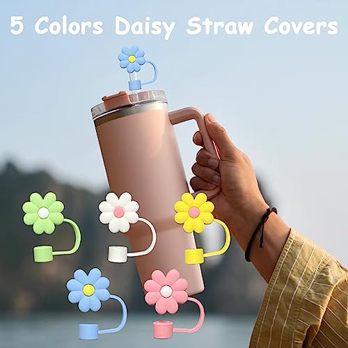 5PCS Straw Cover Cap for Stanley Cup，10mm Silicone Straw Toppers Reusable Straw Tips fit Stanley 30&40 Oz Tumbler, Drinking Straw Topper for Stanley Cups Accessories