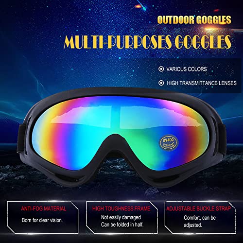 immoono 10 Packs Motorcycle Accessories, 5PCS Dirt Bike Ski Goggles Dustproof Windproof Safety Glasses and 5PCS Face Masks, Reflective Face Mask