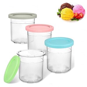 vrino creami pints and lids - 4 pack, for ninja creamy pints and lids, pint containers with lids bpa-free,dishwasher safe for nc301 nc300 nc299am series ice cream maker