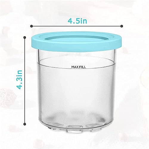 VRINO Creami Pints and Lids - 4 Pack, for Ninja Creamy Pints and Lids, Pint Containers with Lids Bpa-Free,Dishwasher Safe for NC301 NC300 NC299AM Series Ice Cream Maker