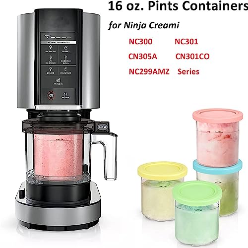 DISXENT Creami Pints, for Ninja Cremini Extra Pints, Ice Cream Pint Dishwasher Safe,Leak Proof for NC301 NC300 NC299AM Series Ice Cream Maker