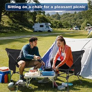 RCCQPP Camping Chairs 2-Pack Lightweight, Folding Chairs Compact & Durable, Foldable for Beach, Hiking, Picnic, Lawn, Outdoor - Portable with Side Pockets, Supports up to 330lbs