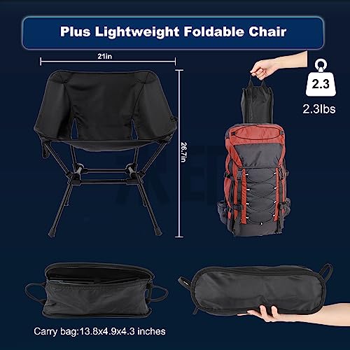 RCCQPP Camping Chairs 2-Pack Lightweight, Folding Chairs Compact & Durable, Foldable for Beach, Hiking, Picnic, Lawn, Outdoor - Portable with Side Pockets, Supports up to 330lbs