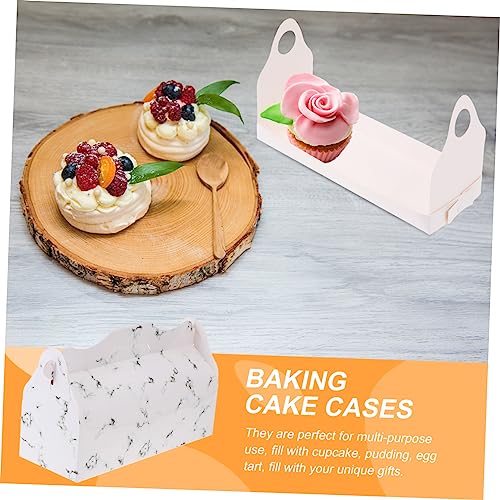 Cabilock 6pcs Packing Boxes Portable Cake Box Cupcake Decorating Donut Boxes Marble Pattern Cake Boxes Cupcakes Containers Paper Cake Boxes Handheld Candy Boxes Cardboard Cupcake Stand Mini