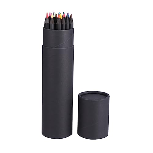 Black Pencil 1 Set 24 s Black Suits Artist Colored Pencils Art Pencils 24 Color Pencils Natural Paper Tube Bamboo Black Coloring Pencils with Case Black Pencil Black Suit