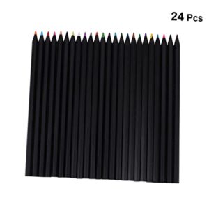 Black Pencil 1 Set 24 s Black Suits Artist Colored Pencils Art Pencils 24 Color Pencils Natural Paper Tube Bamboo Black Coloring Pencils with Case Black Pencil Black Suit