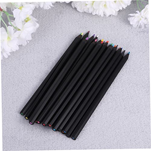 Black Pencil 1 Set 24 s Black Suits Artist Colored Pencils Art Pencils 24 Color Pencils Natural Paper Tube Bamboo Black Coloring Pencils with Case Black Pencil Black Suit