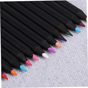 Black Pencil 1 Set 24 s Black Suits Artist Colored Pencils Art Pencils 24 Color Pencils Natural Paper Tube Bamboo Black Coloring Pencils with Case Black Pencil Black Suit