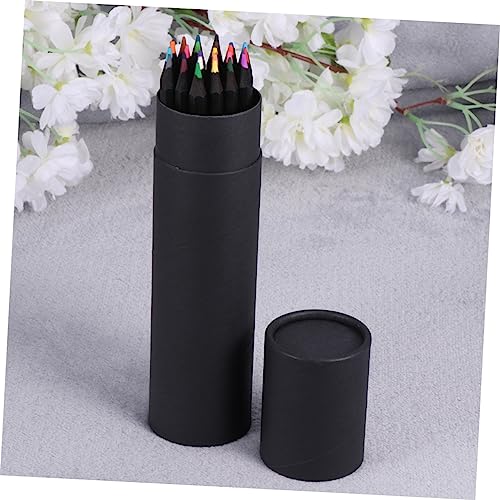 Black Pencil 1 Set 24 s Black Suits Artist Colored Pencils Art Pencils 24 Color Pencils Natural Paper Tube Bamboo Black Coloring Pencils with Case Black Pencil Black Suit