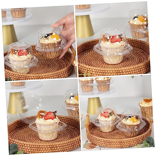 HEMOTON 100pcs Cupcake Packing Boxes Cake Packing Box Disposable Containers Mini Cake Boxes Mini Plastic Containers Dessert Holder Cups Cupcake Packaging Boxes Individual Cupcake Holder