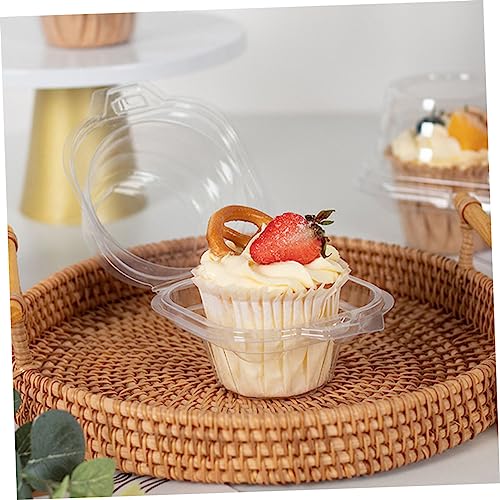 HEMOTON 100pcs Cupcake Packing Boxes Cake Packing Box Disposable Containers Mini Cake Boxes Mini Plastic Containers Dessert Holder Cups Cupcake Packaging Boxes Individual Cupcake Holder