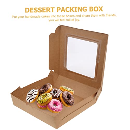 Anneome 5pcs Boxes Boxes Window Cake Box Cupcakes Containers Kraft Cookie Boxes Cupcake Boxes Mini Cake Boxes Muffin Cake Box Muffin Containers Cookie Boxes with Window Baking Case Brown