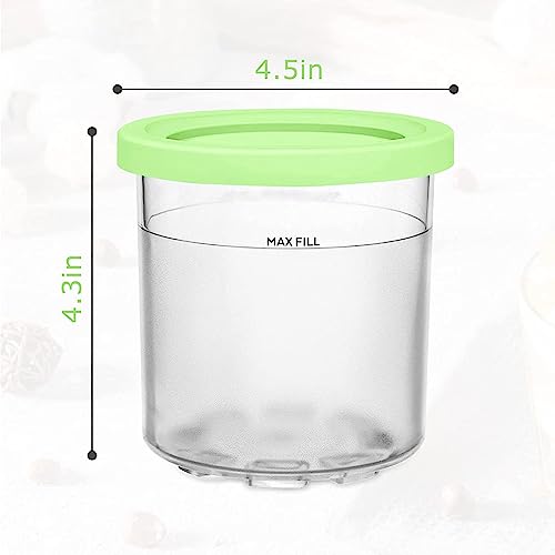 VRINO Creami Pints and Lids - 4 Pack, for Ninja Creamy Pints and Lids - 4 Pack, Creami Pints Safe and Leak Proof for NC301 NC300 NC299AM Series Ice Cream Maker