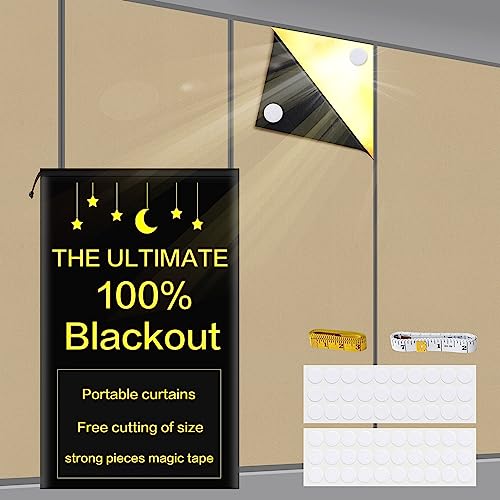 AJAZZ Portable Blackout Shades 100% Blackout Curtains for Bedroom Small Window Curtains no Light Kitchen Windows Insulated for Nursery for Baby Travel Total Blackout Curtains