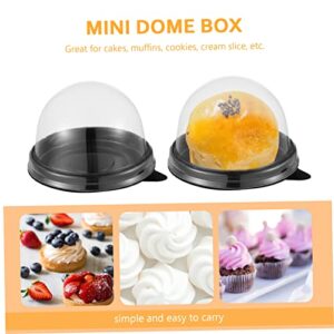 TIDTALEO 100pcs Clear Gift Box Plastic Container Paper Cups with Lids Mini Cake Dome Mini Containers Mini Cupcake Container Egg Yolk Tray Small Cake Moon Cake Clamshell Mini Paper Cups