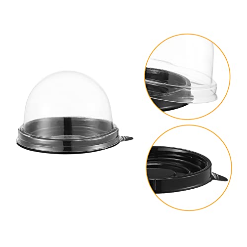 TIDTALEO 100pcs Clear Gift Box Plastic Container Paper Cups with Lids Mini Cake Dome Mini Containers Mini Cupcake Container Egg Yolk Tray Small Cake Moon Cake Clamshell Mini Paper Cups