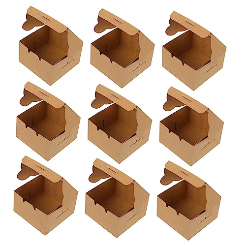 SOLUSTRE 30pcs Packaging Boxes Cake Box Mini Cake Boxes Mini Cake Containers Mini Treat Boxes Christmas Eve Box Packaging Box with Window Cookie Exchange Boxes Kraft Paper Cake Case Biscuit