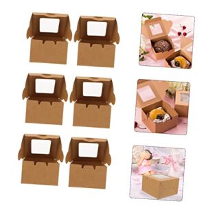 SOLUSTRE 30pcs Packaging Boxes Cake Box Mini Cake Boxes Mini Cake Containers Mini Treat Boxes Christmas Eve Box Packaging Box with Window Cookie Exchange Boxes Kraft Paper Cake Case Biscuit