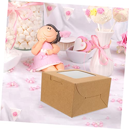 SOLUSTRE 30pcs Packaging Boxes Cake Box Mini Cake Boxes Mini Cake Containers Mini Treat Boxes Christmas Eve Box Packaging Box with Window Cookie Exchange Boxes Kraft Paper Cake Case Biscuit