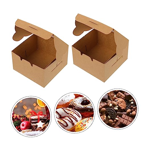 SOLUSTRE 30pcs Packaging Boxes Cake Box Mini Cake Boxes Mini Cake Containers Mini Treat Boxes Christmas Eve Box Packaging Box with Window Cookie Exchange Boxes Kraft Paper Cake Case Biscuit