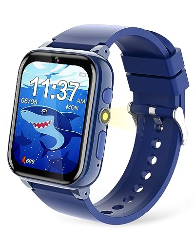 Fiechcco Kids Smart Watch Boys 4-6, Kids Watch Boys Gifts for Age 6-8 Birthday Christmas Stocking Stuffers for Kids Gifts for 3 5 7 6 8 Year Old Gift Ideas (Blue)