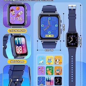 Fiechcco Kids Smart Watch Boys 4-6, Kids Watch Boys Gifts for Age 6-8 Birthday Christmas Stocking Stuffers for Kids Gifts for 3 5 7 6 8 Year Old Gift Ideas (Blue)