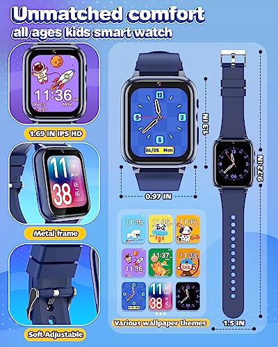 Fiechcco Kids Smart Watch Boys 4-6, Kids Watch Boys Gifts for Age 6-8 Birthday Christmas Stocking Stuffers for Kids Gifts for 3 5 7 6 8 Year Old Gift Ideas (Blue)