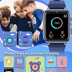 Fiechcco Kids Smart Watch Boys 4-6, Kids Watch Boys Gifts for Age 6-8 Birthday Christmas Stocking Stuffers for Kids Gifts for 3 5 7 6 8 Year Old Gift Ideas (Blue)