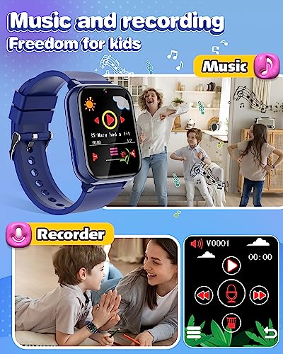 Fiechcco Kids Smart Watch Boys 4-6, Kids Watch Boys Gifts for Age 6-8 Birthday Christmas Stocking Stuffers for Kids Gifts for 3 5 7 6 8 Year Old Gift Ideas (Blue)