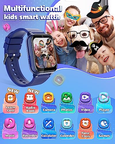 Fiechcco Kids Smart Watch Boys 4-6, Kids Watch Boys Gifts for Age 6-8 Birthday Christmas Stocking Stuffers for Kids Gifts for 3 5 7 6 8 Year Old Gift Ideas (Blue)