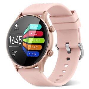 smart watch, blood pressure watches for women, fitness tracker with heart rate monitor blood oxygen tracking, smartwatch watch for women iphone android reloj inteligente para mujer, 1.4'' round pink