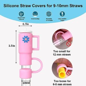 10Pcs Straw Covers Cap Fitting for Stanley Cup,10mm Silicone Straw Topper Compatible for Stanley 30&40 Oz Tumbler with Handle, Straw Caps Reusable Straw Tip Cover Suited for Stanley Cup Accessories