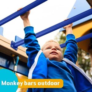 Set of 6 Monkey Bars Ladder Rungs Playground Sets for Backyards Steel Swing Set Accessories Playground Equipment Outdoor Climbing Kits for Children Outdoor Indoor Playroom Supplies (Blue,16.5 Inch)