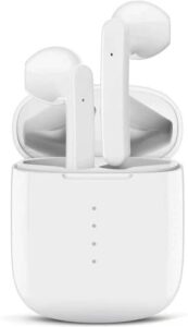wireless earbud bluetooth 5.0 headphones built in mic in ear buds noise canceling 3d stereo air buds earbud fast charging, ipx8 waterproof for android/samsung/iphone - (white)