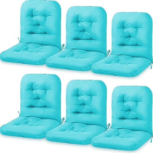 Back Chair Cushion Outdoor Indoor Tufted Seat/Back Chair Cushion Patio Seating Cushions Waterproof Rocking Chair Pads Weather Resistant Patio Chair Cushions for Outdoor(Lake Blue, 6 Pcs)