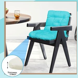 Back Chair Cushion Outdoor Indoor Tufted Seat/Back Chair Cushion Patio Seating Cushions Waterproof Rocking Chair Pads Weather Resistant Patio Chair Cushions for Outdoor(Lake Blue, 6 Pcs)