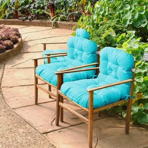 Back Chair Cushion Outdoor Indoor Tufted Seat/Back Chair Cushion Patio Seating Cushions Waterproof Rocking Chair Pads Weather Resistant Patio Chair Cushions for Outdoor(Lake Blue, 6 Pcs)