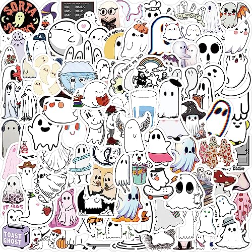 100PCS Cartoon Cute Ghost Stickers Cute Packaging Colorful Waterproof Stickers Vinyl Art Stickers for Water Bottles,Skateboards Guitars Helmets Laptops,and for Teenagers Girls,Boys Gift