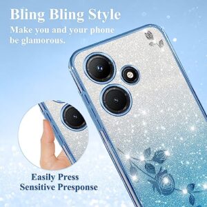 Yarxiawin for Infinix Hot 30i Case Clear Glitter Sparkle Luxury Shiny Infinix Hot 30i Phone Case Silicone TPU Soft Flower Transparent Shockproof Cover Pruple Thin (Blue)