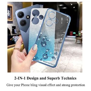 Yarxiawin for Infinix Hot 30i Case Clear Glitter Sparkle Luxury Shiny Infinix Hot 30i Phone Case Silicone TPU Soft Flower Transparent Shockproof Cover Pruple Thin (Blue)